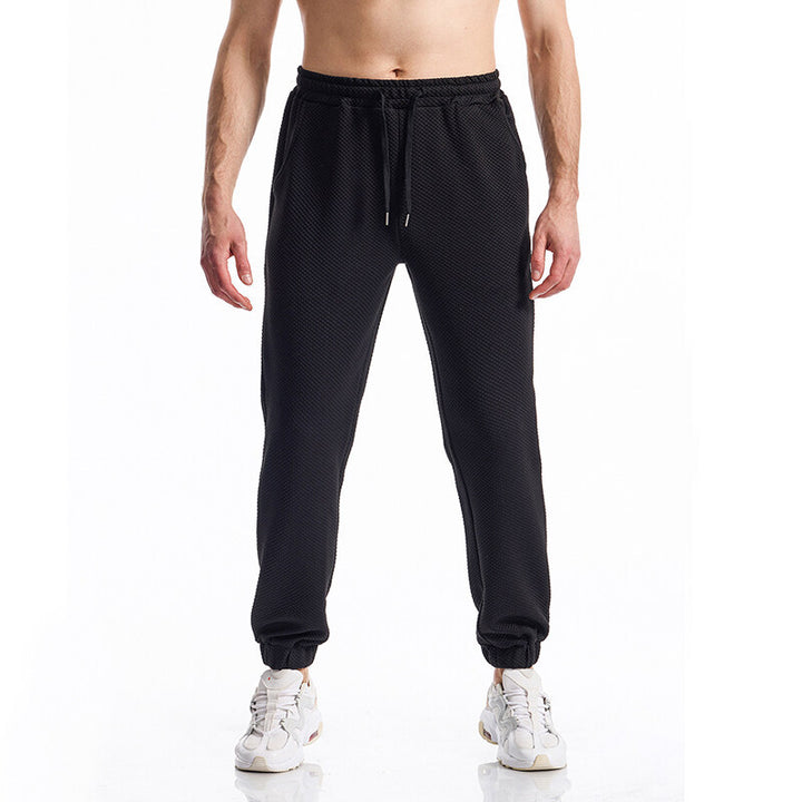 Men's Textured Jogging Pants with Elastic Waistband, Drawstring, and Cuffed Hem Mune Fashion