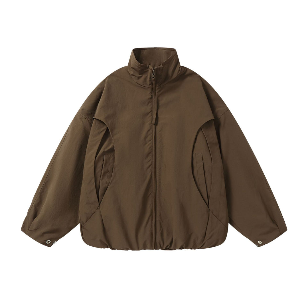 Unisex Boxy Short Jacket with High Stand-Up Collar and Balloon Sleeves Mune Fashion