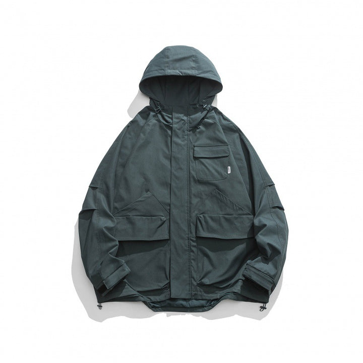 Unisex Boxy-Utility-Hooded Jacket with Multiple Pockets, Adjustable Hem and Windproof Shell Mune Fashion
