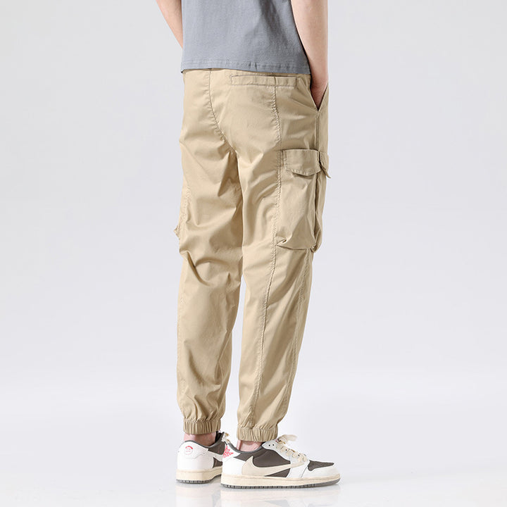 Men's Lightweight Utility Cargo Pants in Jogger Style with Integrated Belt Strap and Zipper Pockets Mune Fashion