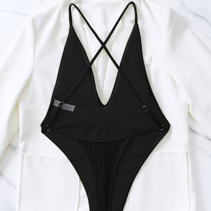 Women's High-Cut Swimsuit with Deep V-Neck Mune Fashion