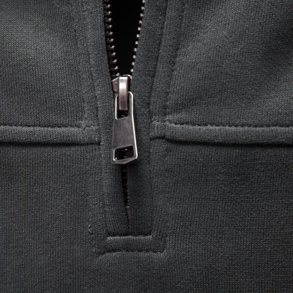 Men's High Collar Sweatshirt with Half Zip and Thermal Fleece Lining Mune Fashion