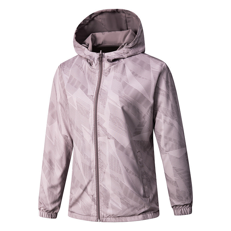 Women Lightweight Technical Hooded Jacket Water-Repellent with Full Zip and Elastic Cuffs Mune Fashion