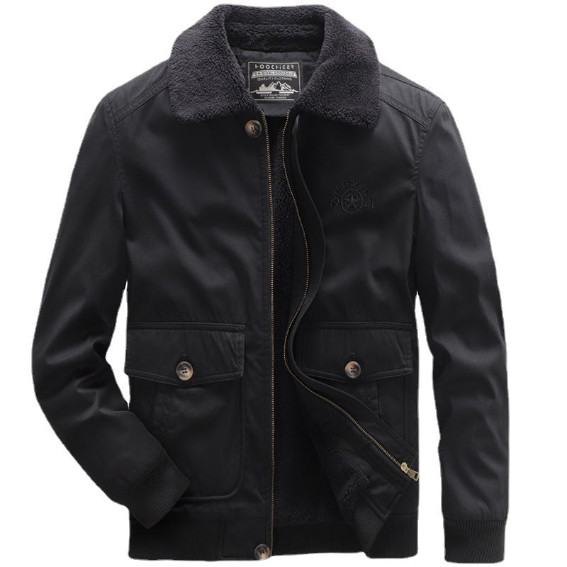 Men's pilot jacket in vintage utility style with teddy inner lining and ribbed cuffs Mune Fashion