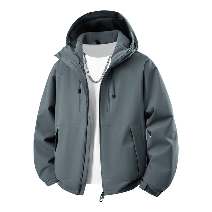 Men's matte softshell hooded jacket with welded seams, two-way zipper and adjustable drawstring hem Mune Fashion