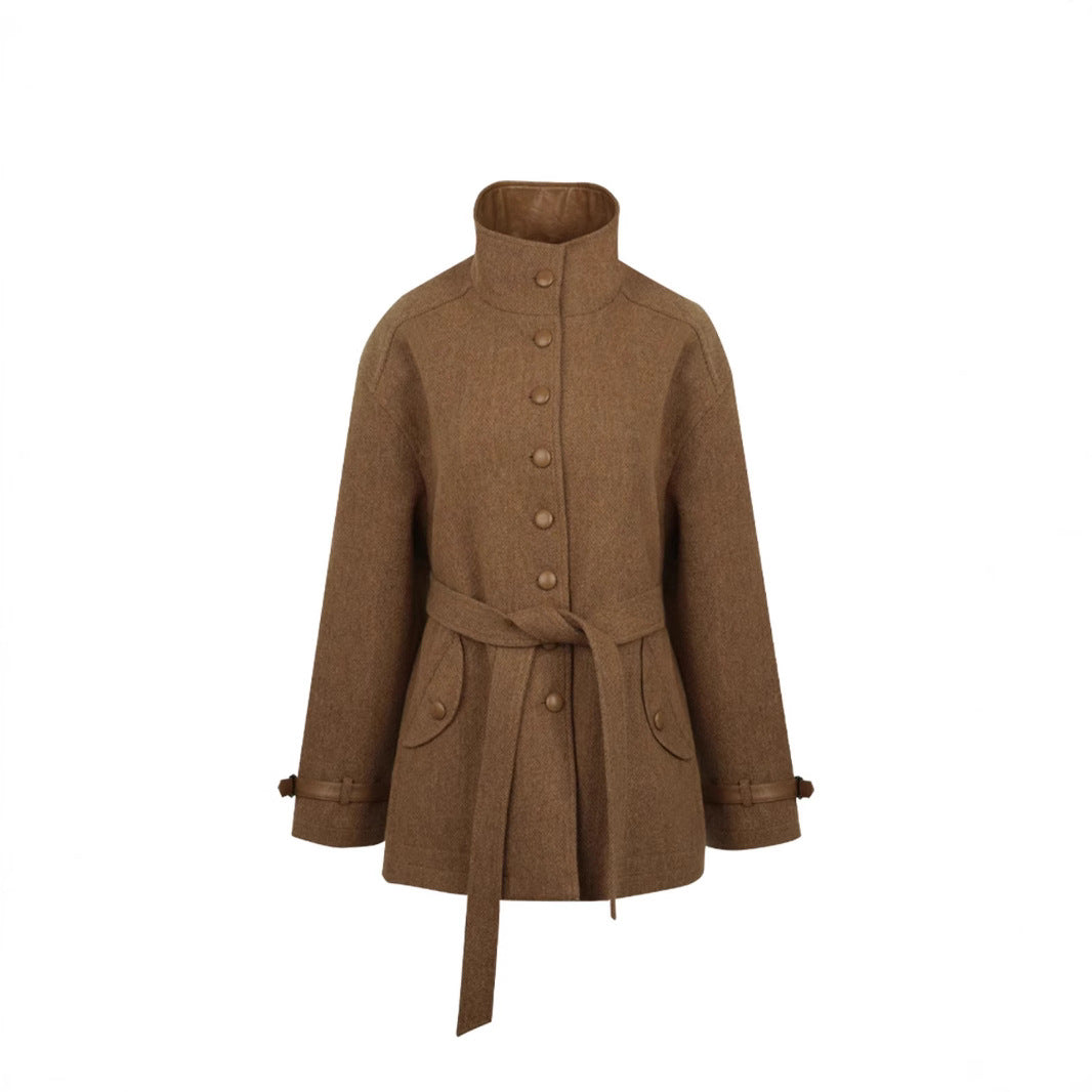Women's Elegant and Comfortable Wool Jacket with High Collar Drune