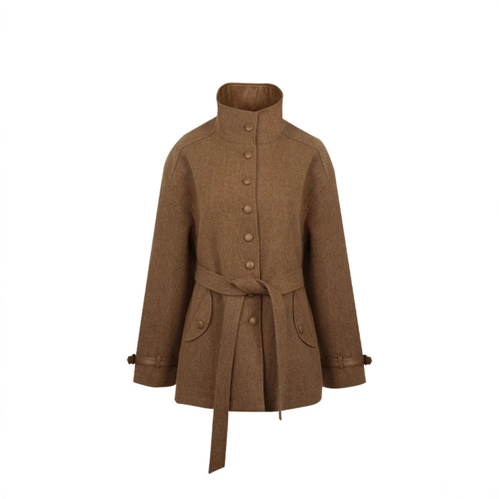Women's Elegant and Comfortable Wool Jacket with High Collar Drune