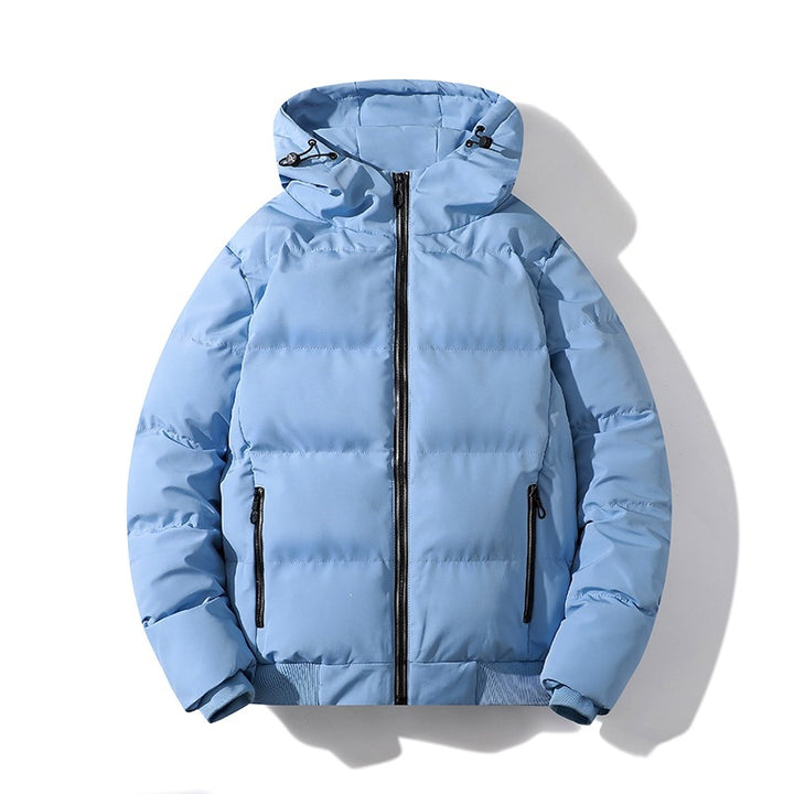 Men's Short Thermal Quilted Jacket with Hood, Matte Surface & Contrast Zippers Mune Fashion