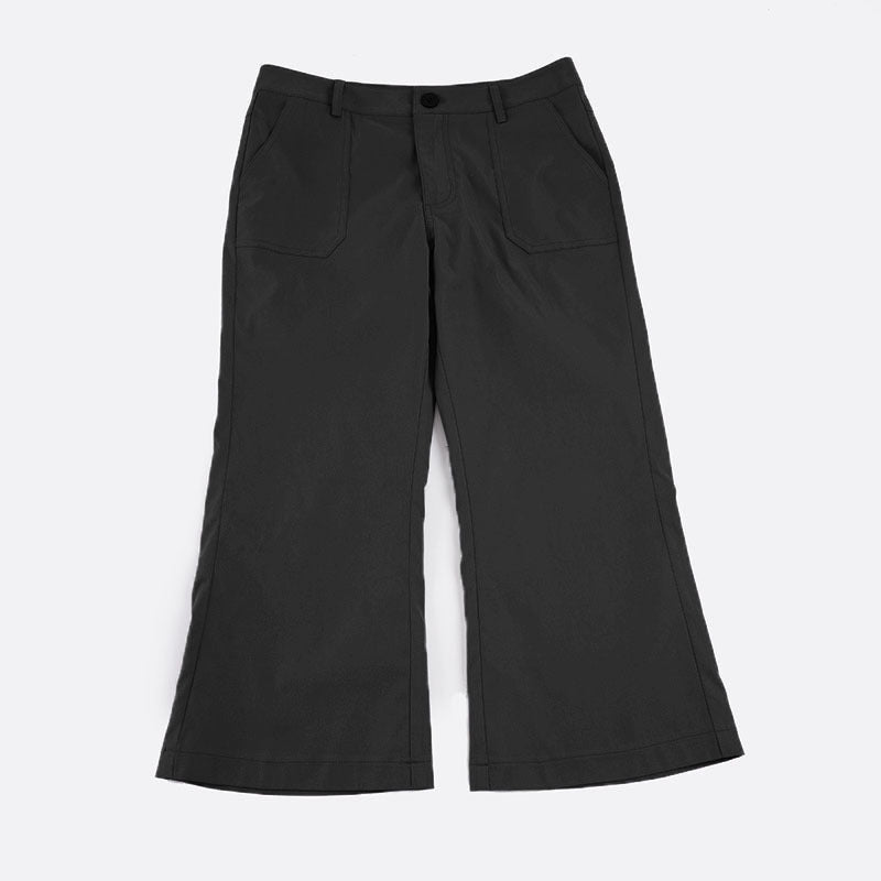 Women Cropped Flared Stretch Pants with Patch Pockets Mune Fashion