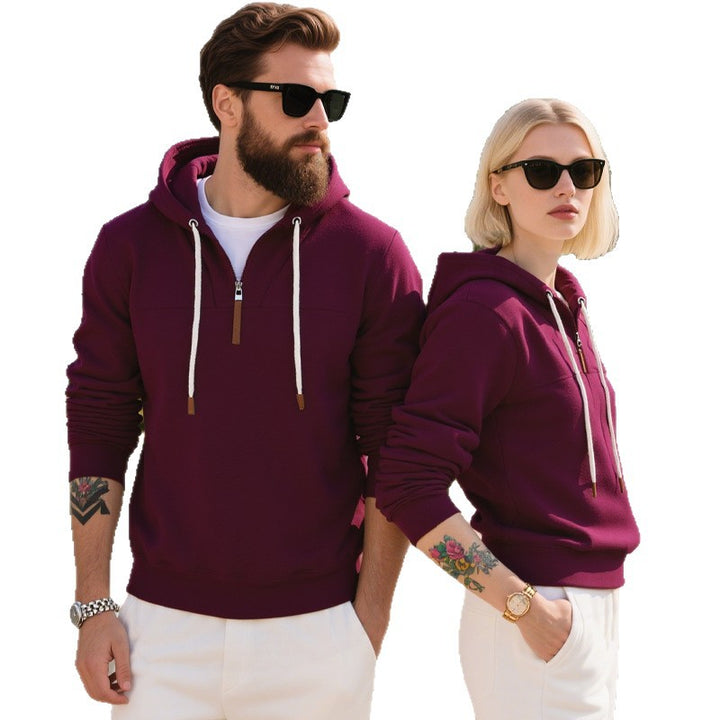 Men's soft fleece hoodie with half zip and adjustable hood Mune Fashion