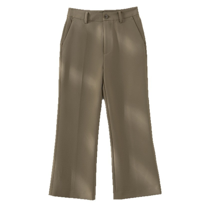 Women's tailored fabric trousers with crease, wide leg fit and belt loops Mune Fashion