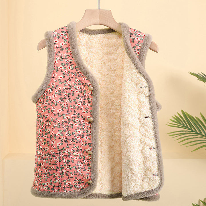 Ladies quilted thermal vest with teddy lining and button placket Mune Fashion