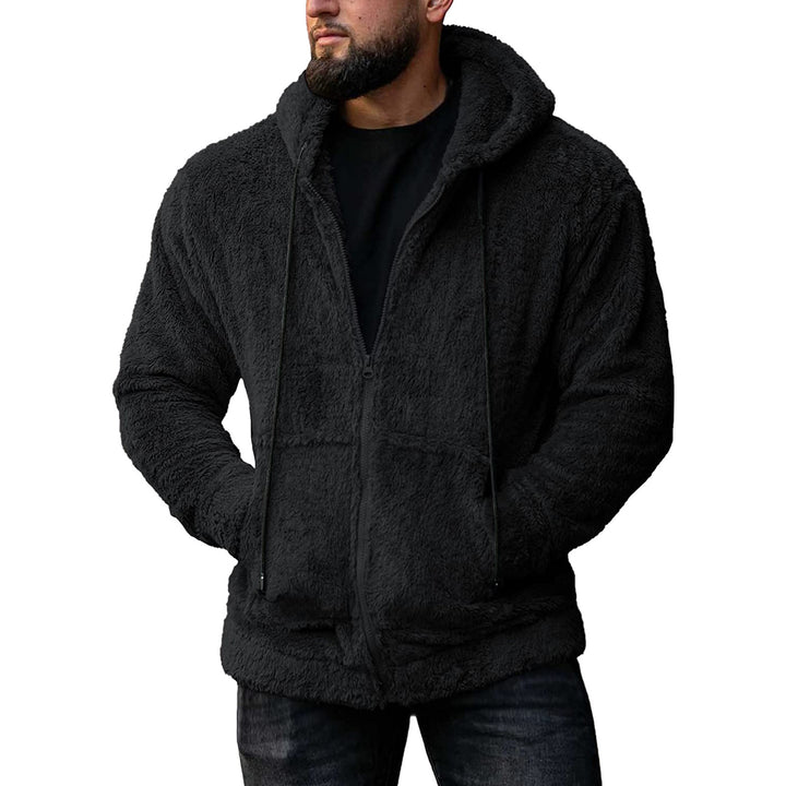 Men's teddy plush zip hoodie with oversized hood, concealed zipper, and side pockets Mune Fashion