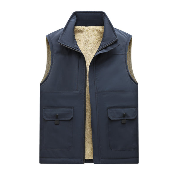 Men's Insulated Outdoor Utility Vest with Teddy Lining and Front Flap Pockets Mune Fashion