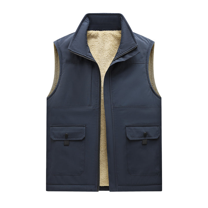 Men's Insulated Outdoor Utility Vest with Teddy Lining and Front Flap Pockets Mune Fashion