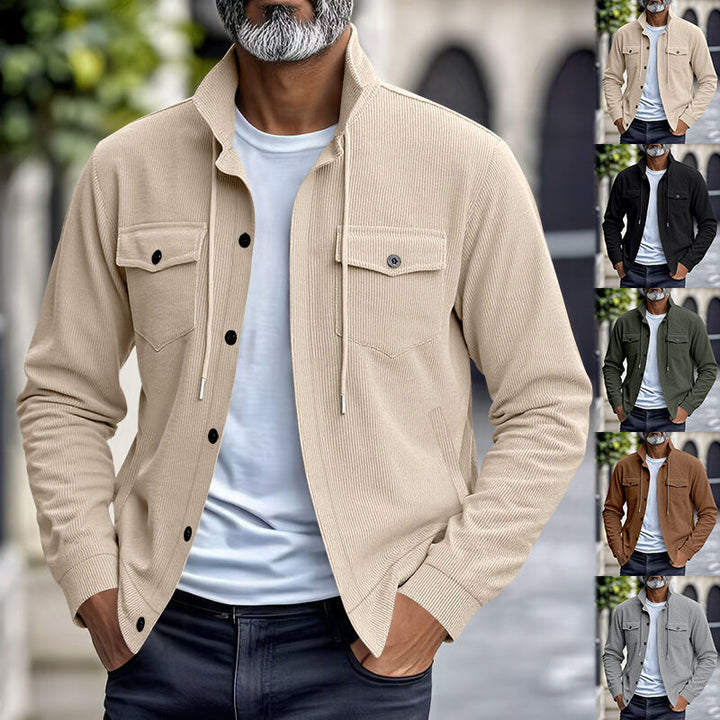Men's corduroy overshirt jacket with patch chest pockets, structured ribbed quality and continuous button placket Mune Fashion