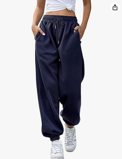 Women's casual jogging pants with high waistband, elastic ankle cuffs, and soft fleece lining Mune Fashion