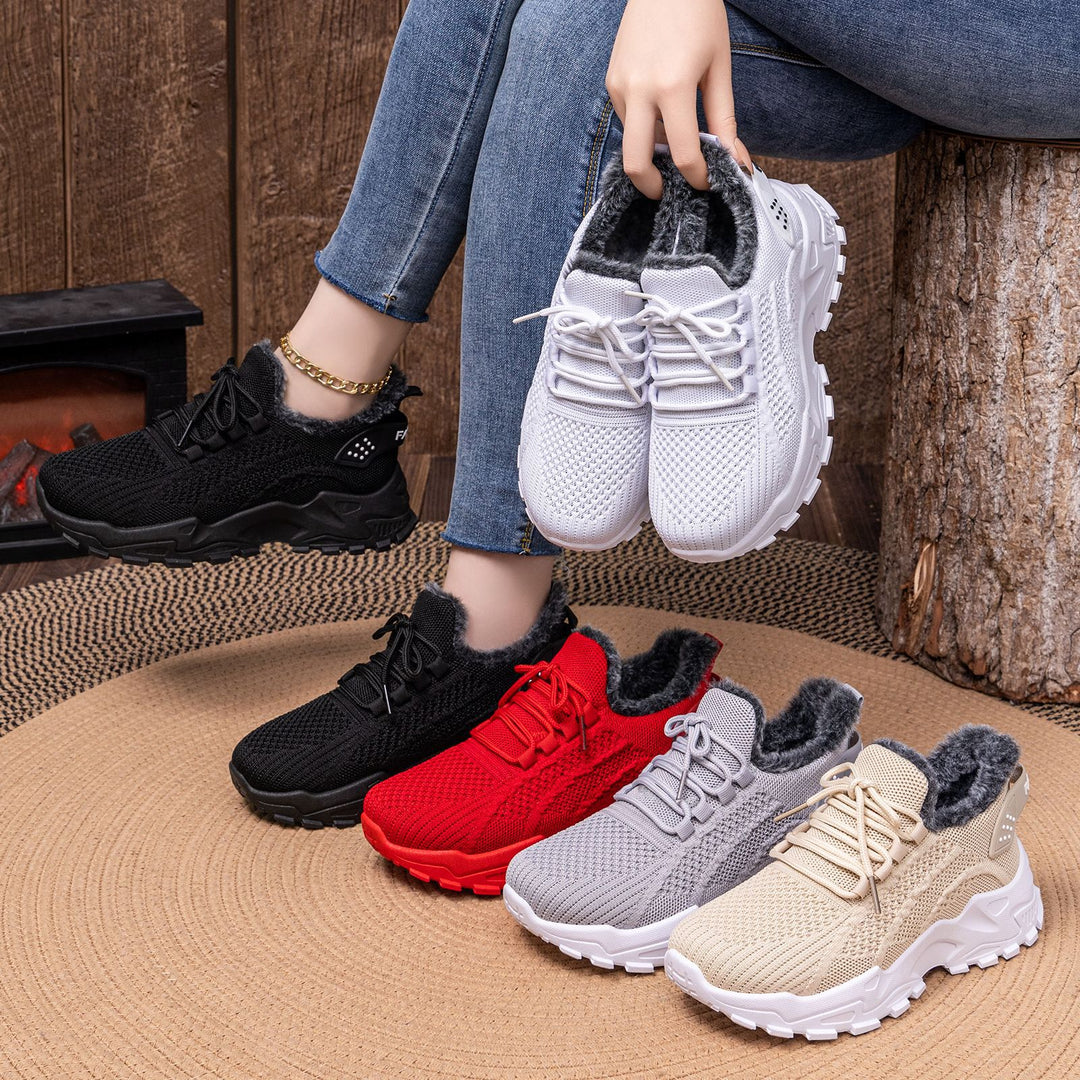 Women's knitted winter chunky sneakers with cozy faux fur lining and profiled cushioning sole Mune Fashion