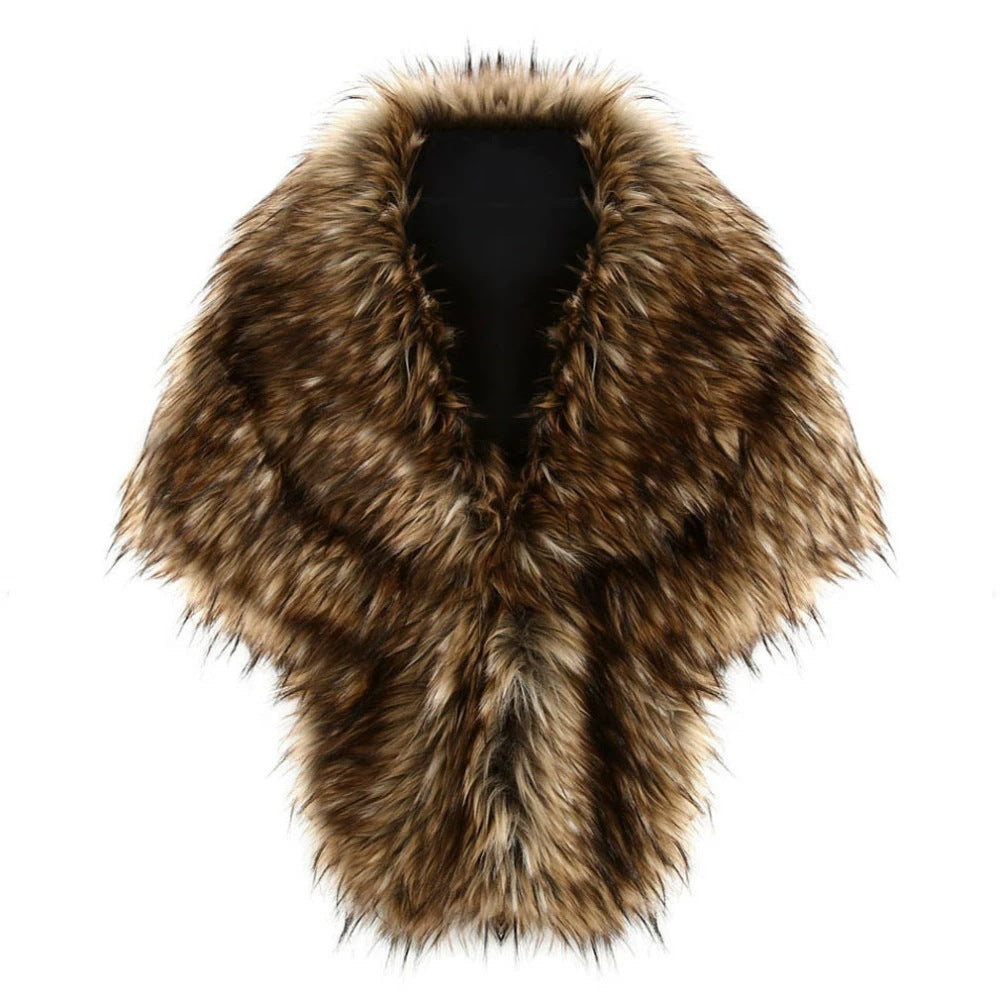 Women's elegant faux fur shoulder stole in capelet cut Mune Fashion
