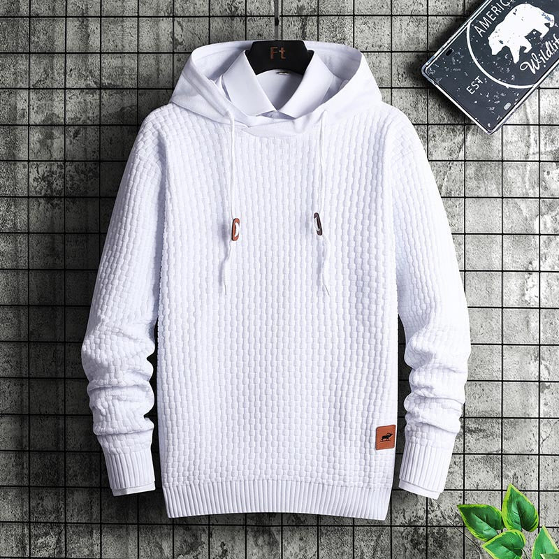 Men's Structured Hooded Knit Sweater with Relief Texture Mune Fashion