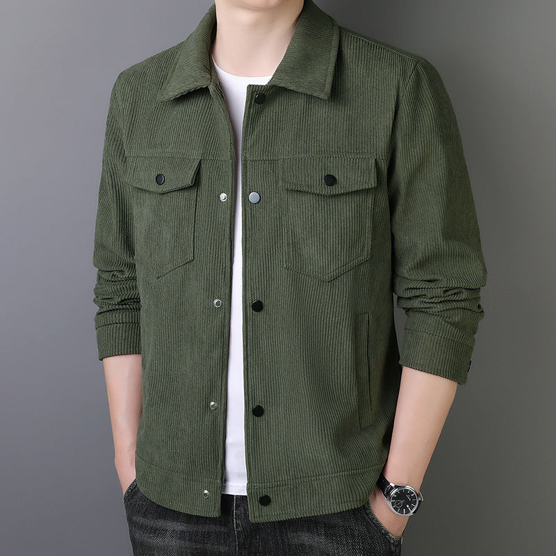 Men's cord jacket in trucker style with snap button placket Mune Fashion