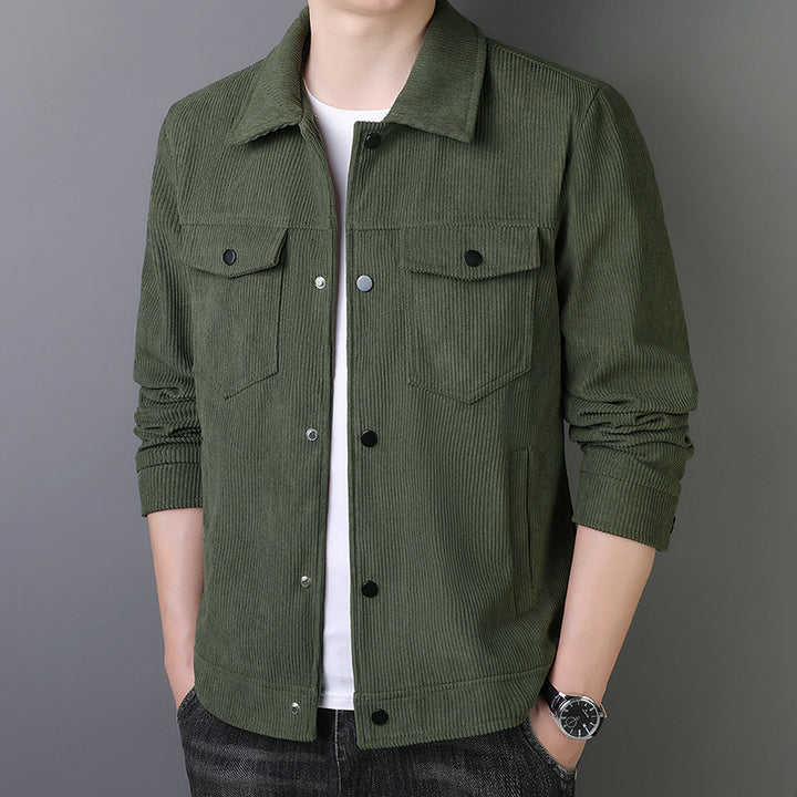 Men's cord jacket in trucker style with snap button placket Mune Fashion