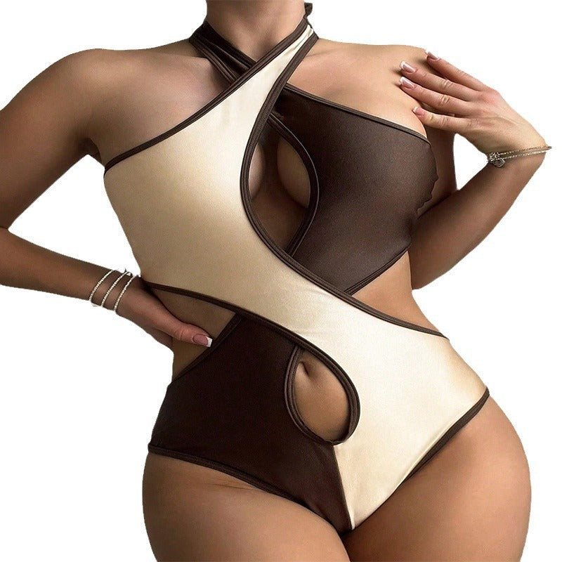 Ladies One-Piece Swimsuit with Asymmetrical Cut-Outs Mune Fashion