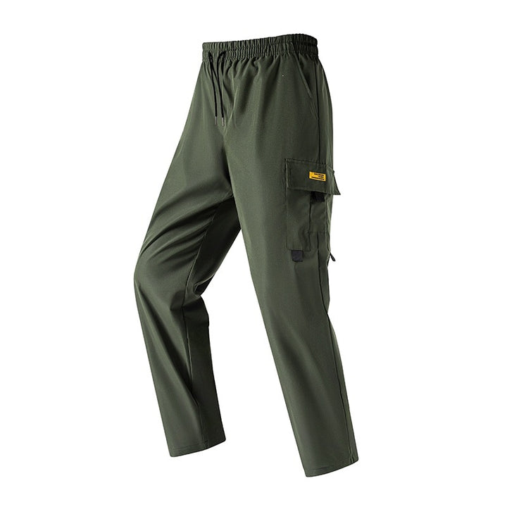 Men's Lightweight Utility Cargo Pants with Elastic Waistband, Drawstring & Side Flap Pocket Mune Fashion