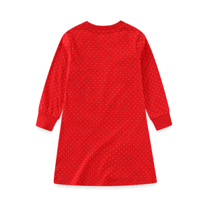 Girls Long Sleeve Dress with Colorful Animal Appliqués Mune Fashion
