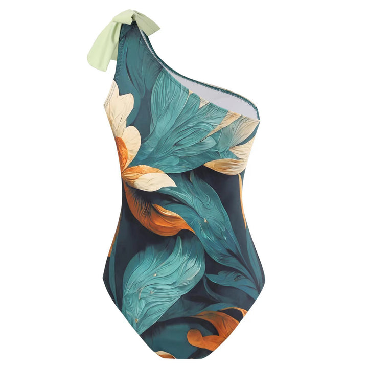 Women's swimsuit with asymmetrical design and high ruffle insert Mune Fashion