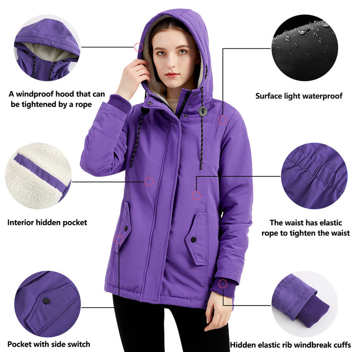 Women nan padded winter parka with teddy fleece lining and hood Mune Fashion
