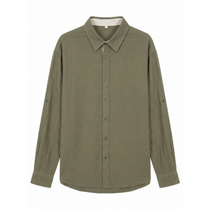 Men's Lightweight Oversized Linen Shirt with Kent Collar and Rounded Hem Mune Fashion