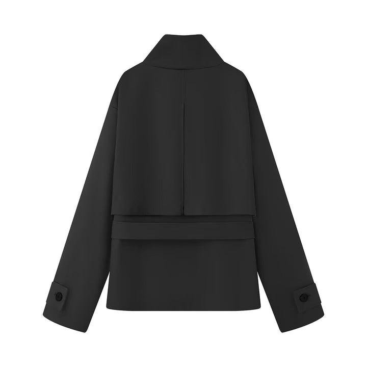 Women's Short Jacket in Utility Style with Waist Belt and Flap Pockets Mune Fashion