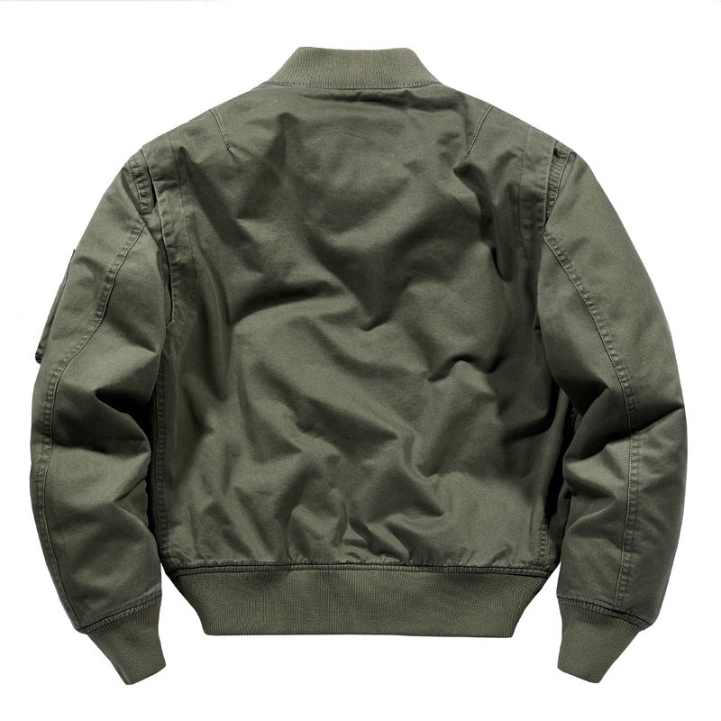 Men's Short-Cut Canvas Bomber Jacket in Utility-Field Style with Pocket Organizer Mune Fashion