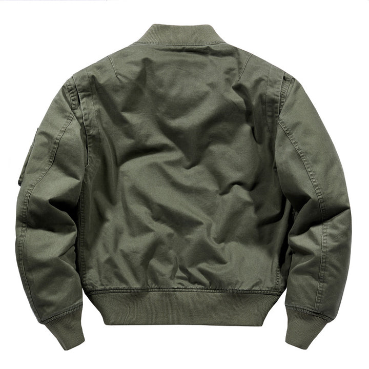 Men's Short-Cut Canvas Bomber Jacket in Utility-Field Style with Pocket Organizer Mune Fashion