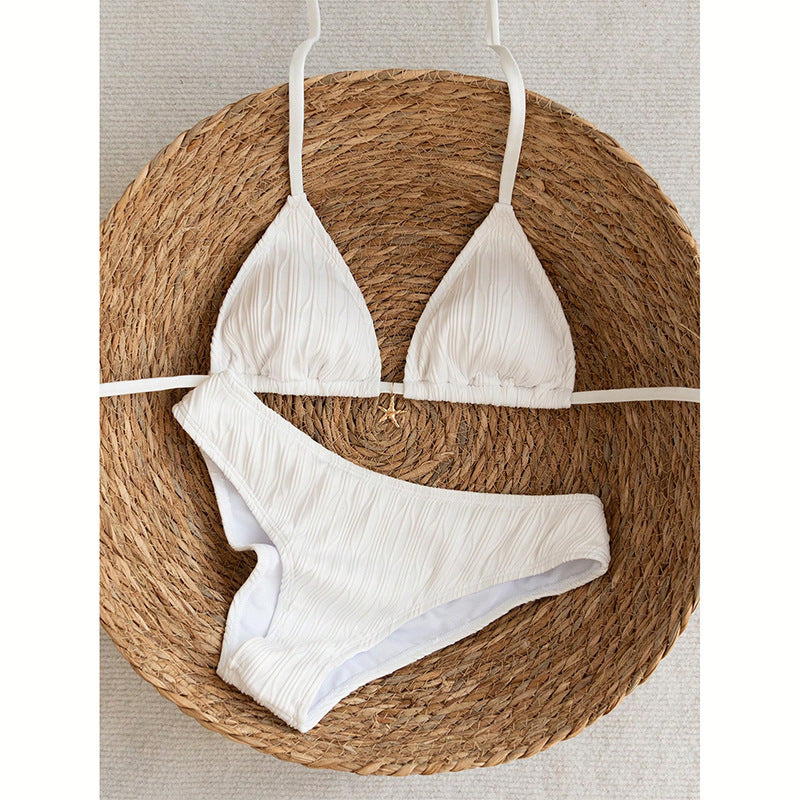Women Triangle Bikini with fine ribbed design Mune Fashion