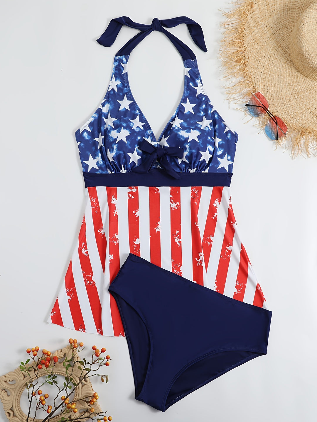 Women's swimsuit with fashionable star and stripe pattern Mune Fashion