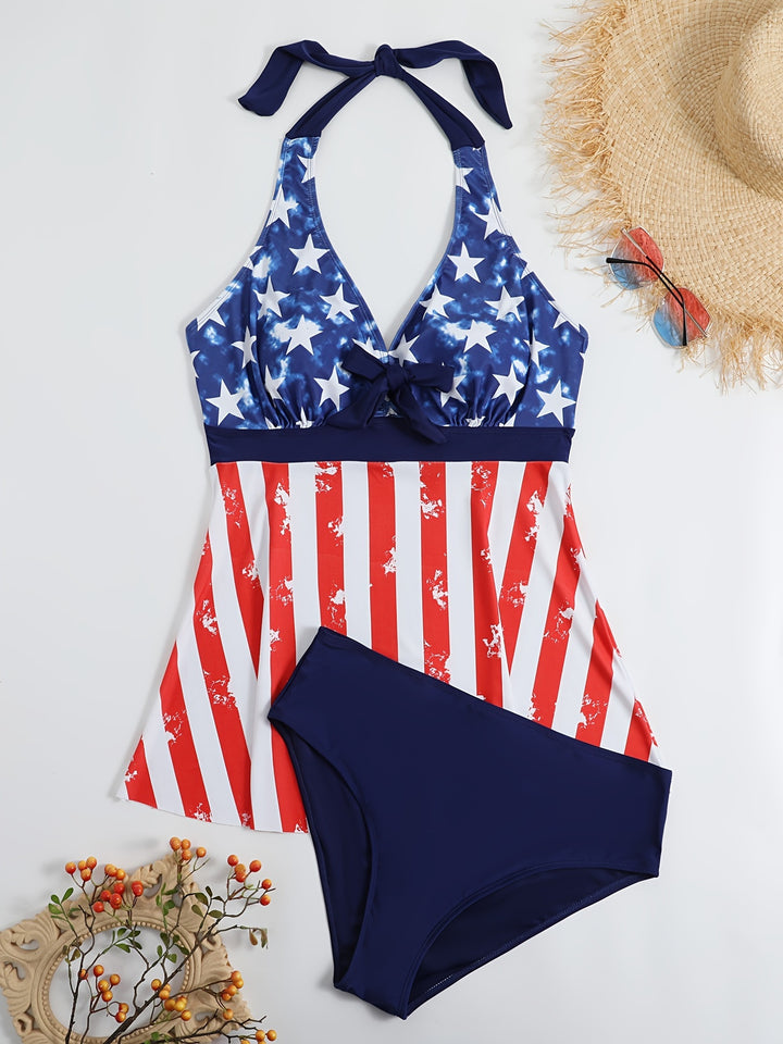 Women's swimsuit with fashionable star and stripe pattern Mune Fashion