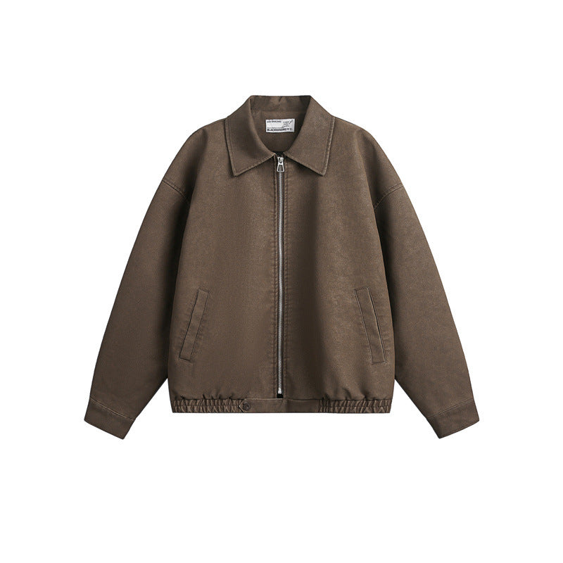 Unisex Boxy Blouson Jacket with Full Metal Zip and Shirt Collar Mune Fashion