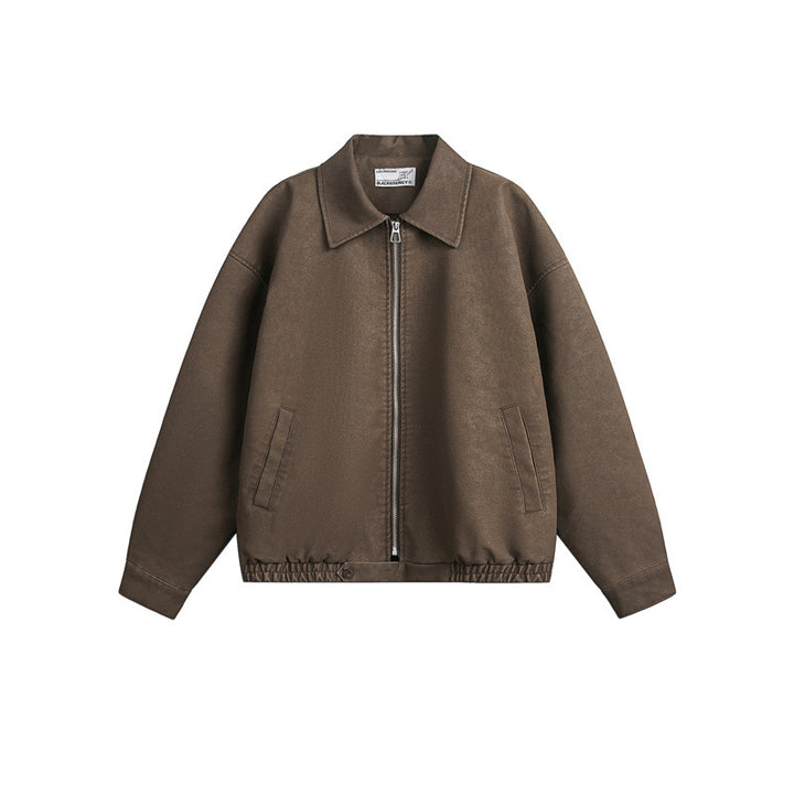 Unisex Boxy Blouson Jacket with Full Metal Zip and Shirt Collar Mune Fashion