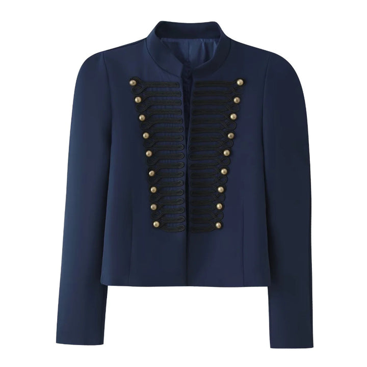 Ladies short jacket in hussar-inspired design with stand-up collar and decorative cords Mune Fashion