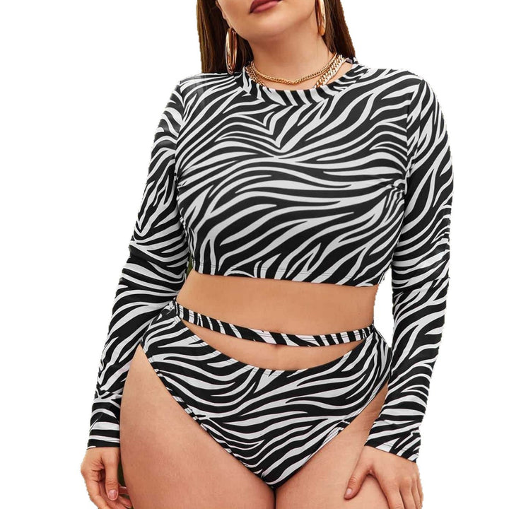 Women's Crop Top and High-Waisted Zebra Print Briefs Mune Fashion