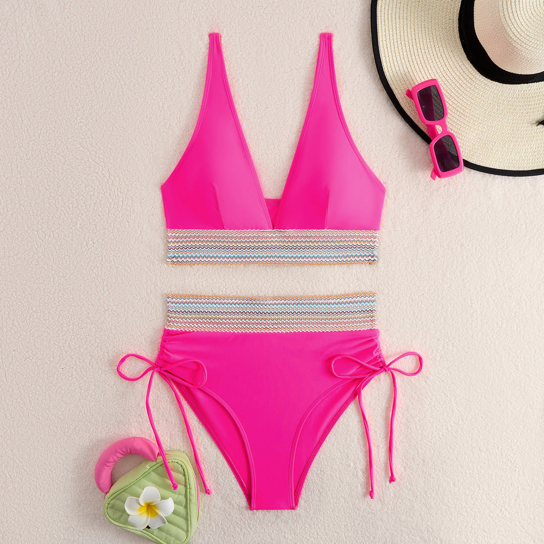 Women's Two-Piece Bikini Set with Wide Elastic Band and High-Quality Ribbed Texture Mune Fashion