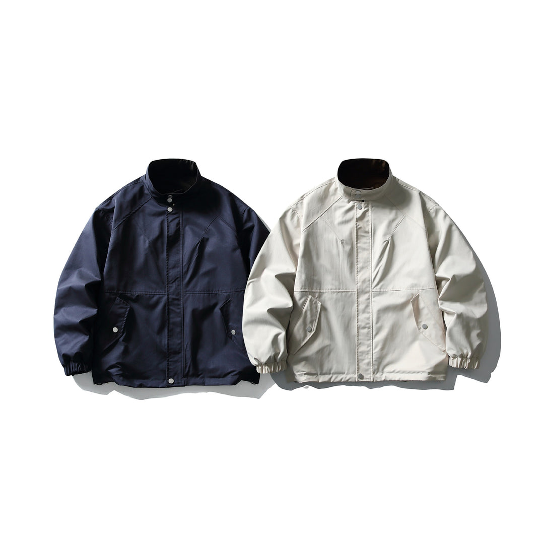 Unisex Lightweight wind and water-repellent oversized boxy jacket with stand-up collar and elastic hem Mune Fashion