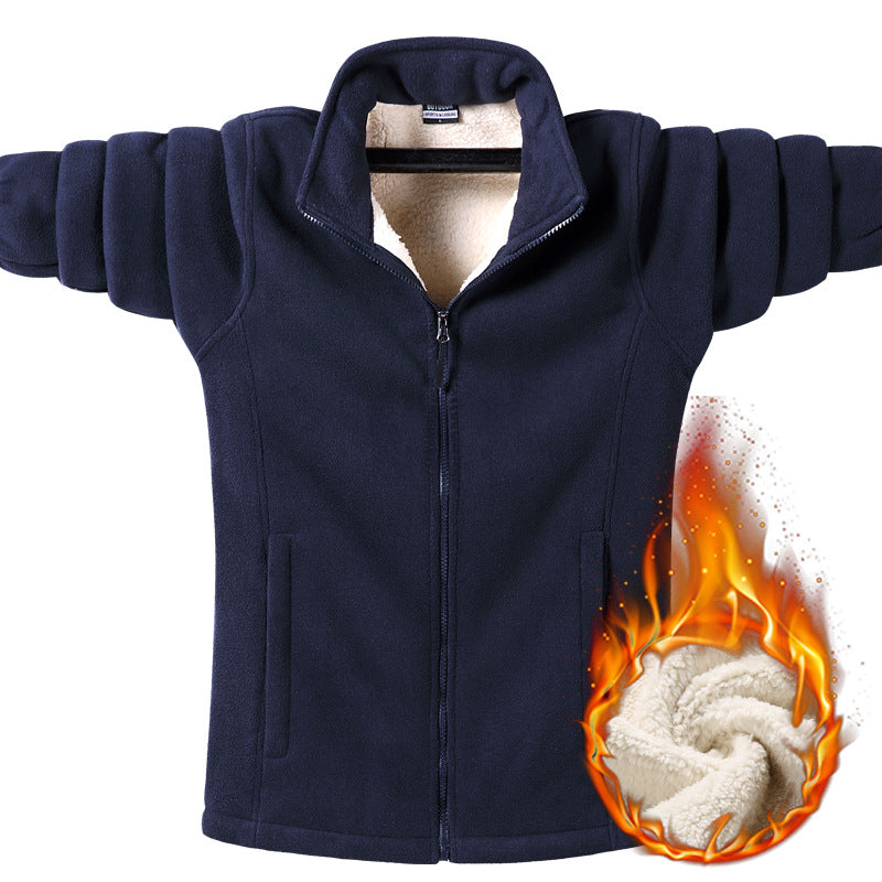Women's fleece jacket with teddy lining, full-length zipper and high stand-up collar Mune Fashion