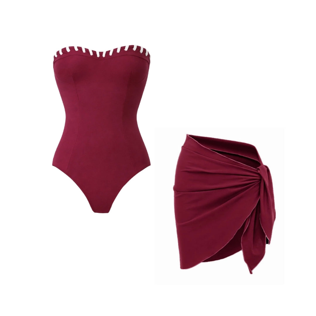 Women's bikini set with fashionable high-waist panties and overalls from Mune Fashion