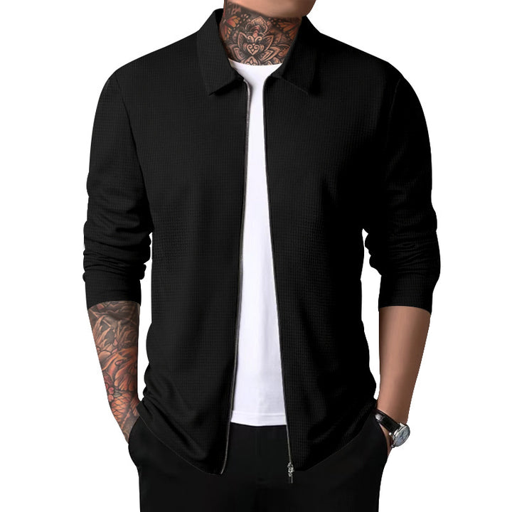 Men's nano structured shirt jacket with waffle structure, full-length zipper and slim fit Mune Fashion