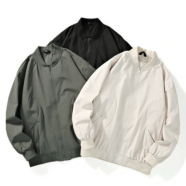 Men's lightweight oversized bomber with elastic ribbed cuffs and concealed zip placket Mune Fashion