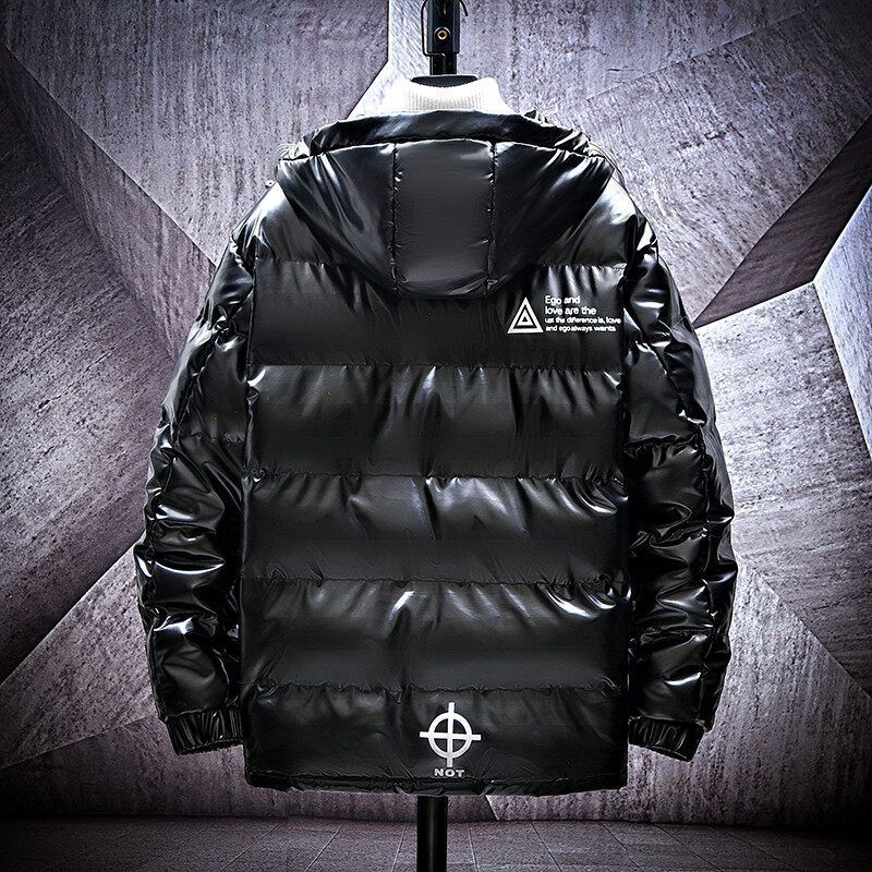 Men's glossy padded jacket with hood and thermal insulation filling Mune Fashion
