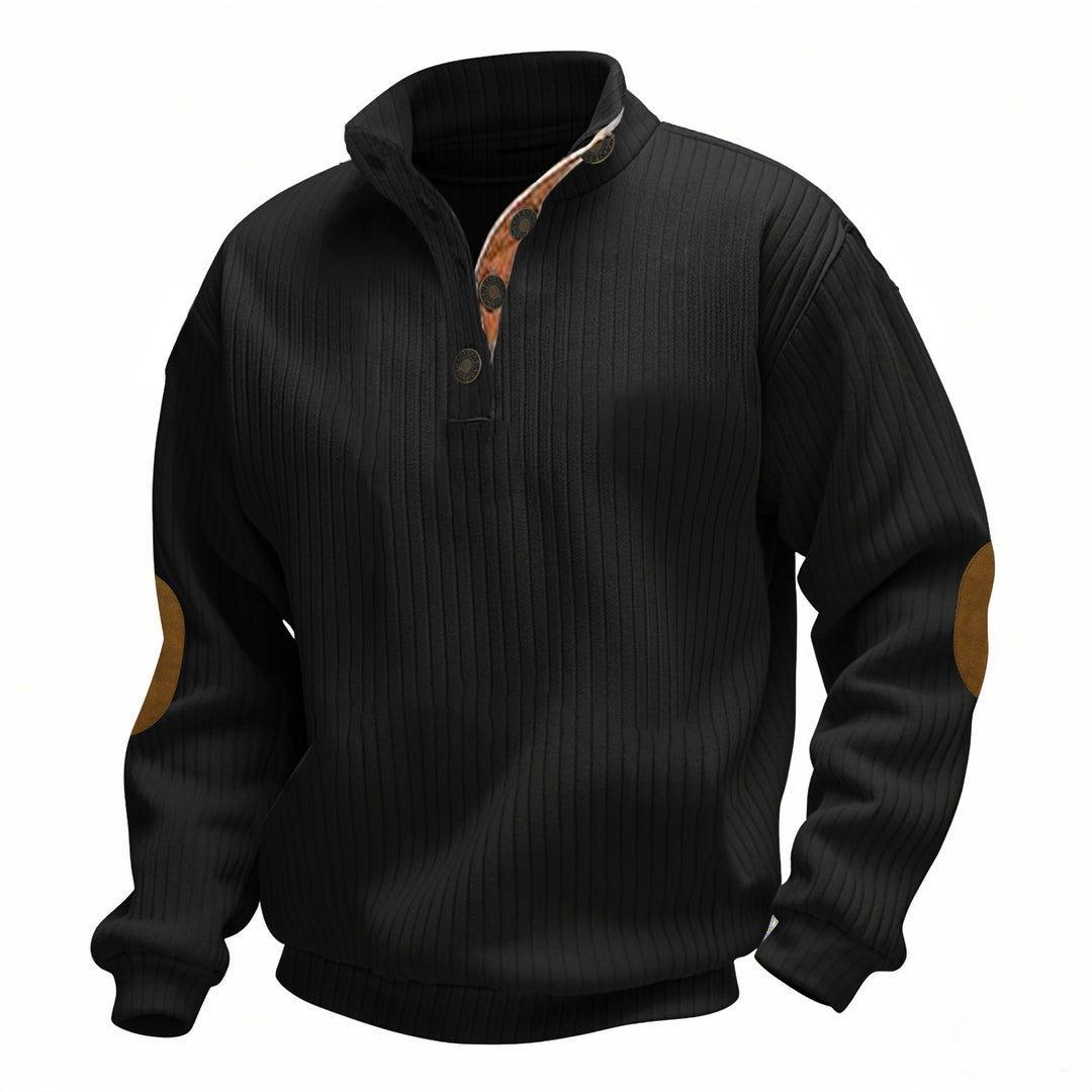 Men's ribbed turtleneck with stand-up collar and contrasting elbow patches Mune Fashion